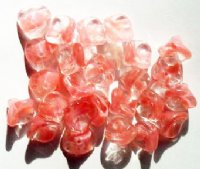 25 9mm Crystal Satin Pink Three Petal Flower Drop Beads